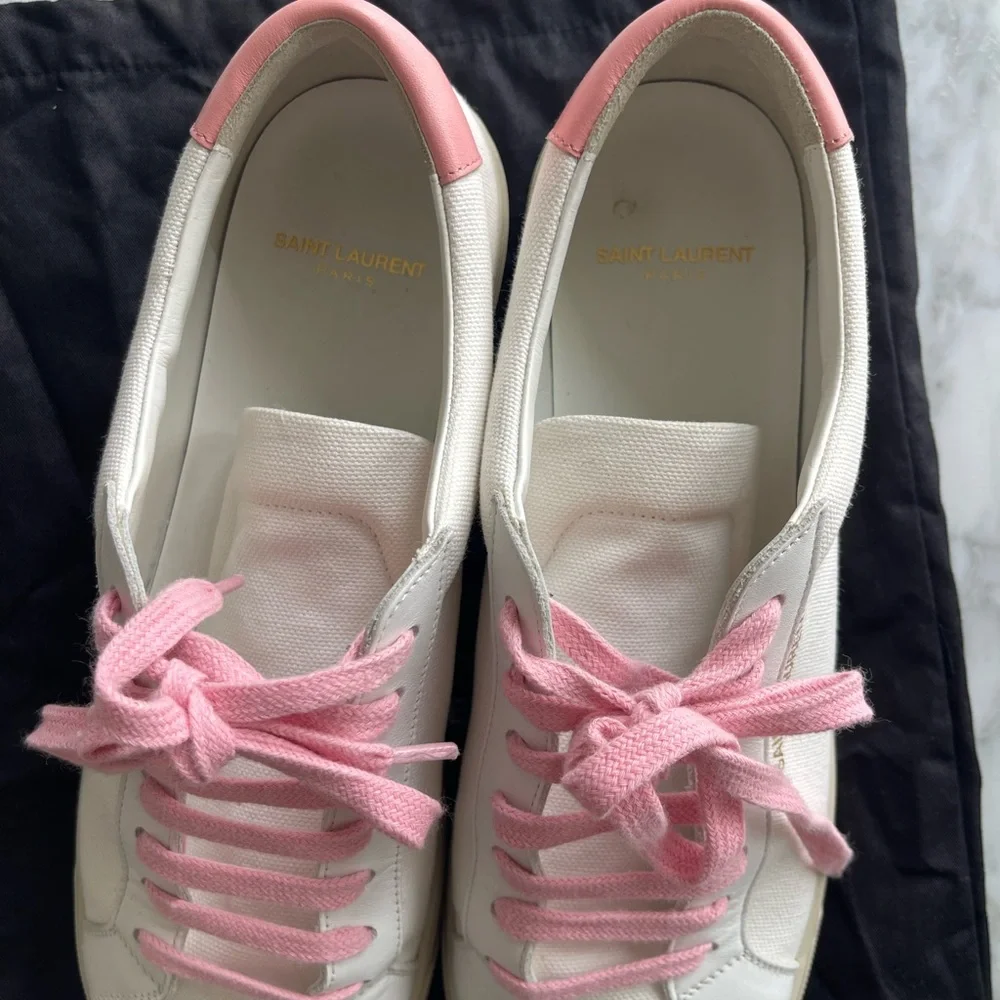 Saint Laurent Men’s White and Pink Sneakers, size 42 (9) - Picture 4 of 11